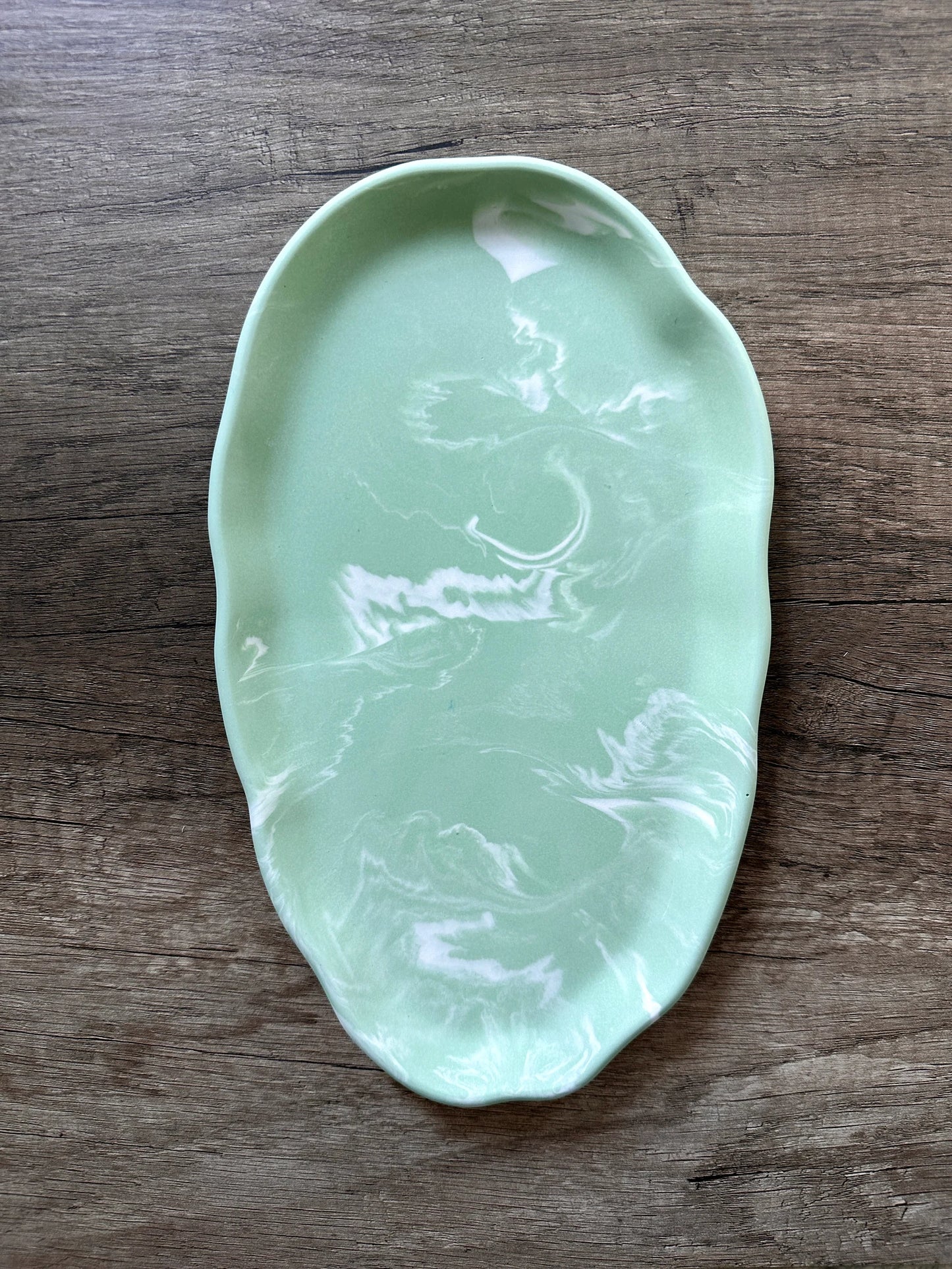 Sage Green Marble Leaf Tray