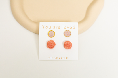 Loved earring stud set, Valentine's earrings