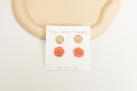 Loved earring stud set, Valentine's earrings
