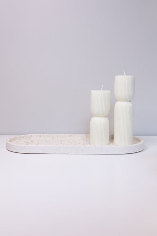 Hourglass Ribbed Pillar Candles