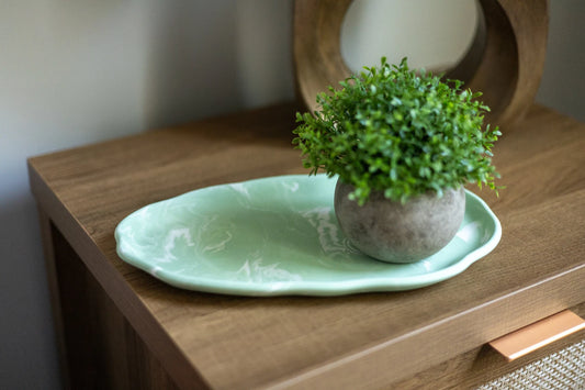 Sage Green Marble Leaf Tray