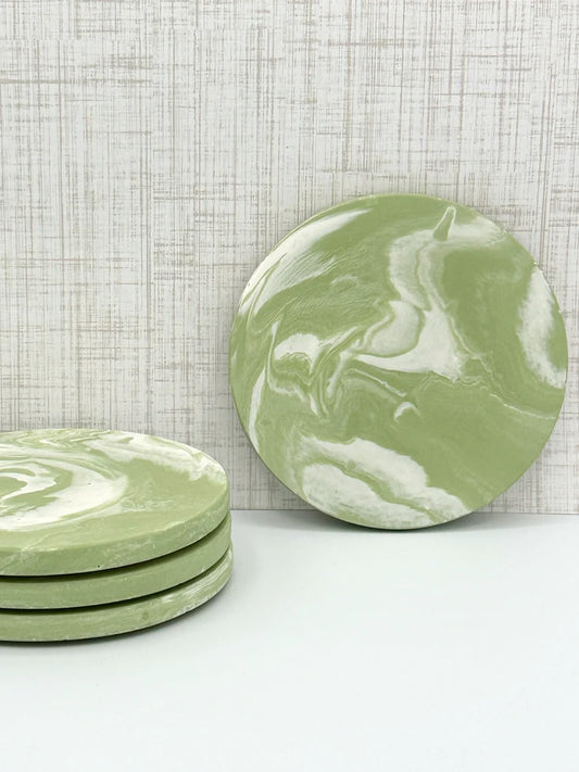 Sage Green Marble Coasters